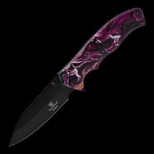 Embossed Dragon Pattern Folding Knife