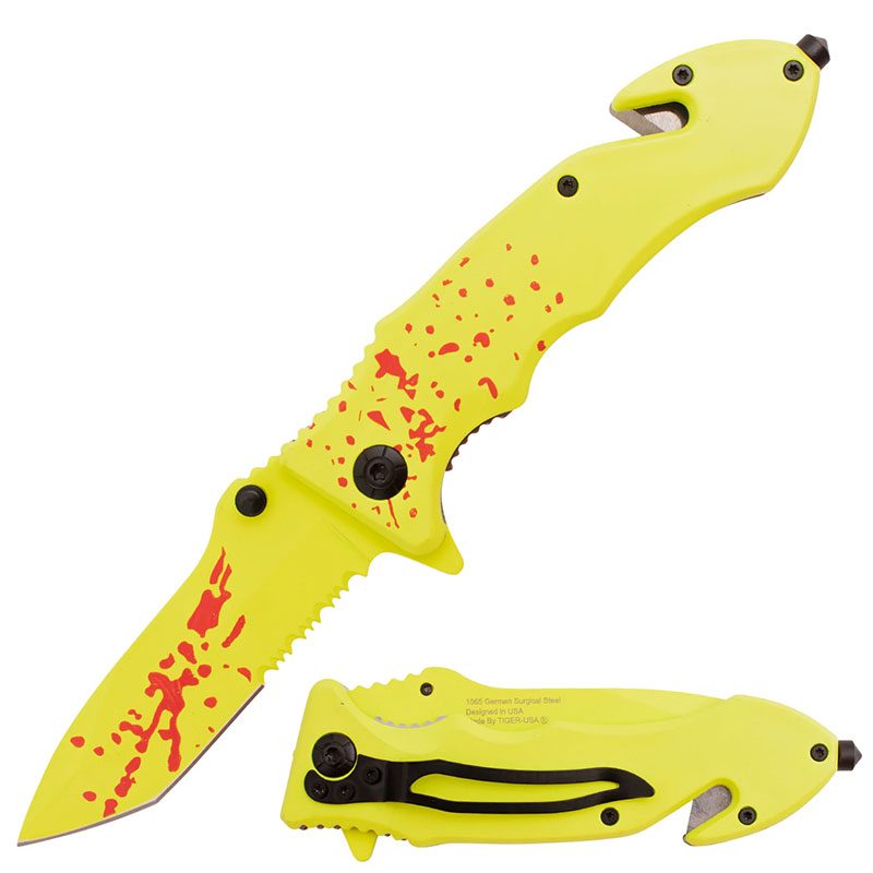 Tiger-USA -Yellow Blood Splatter Folding Knife – R.DUBZ